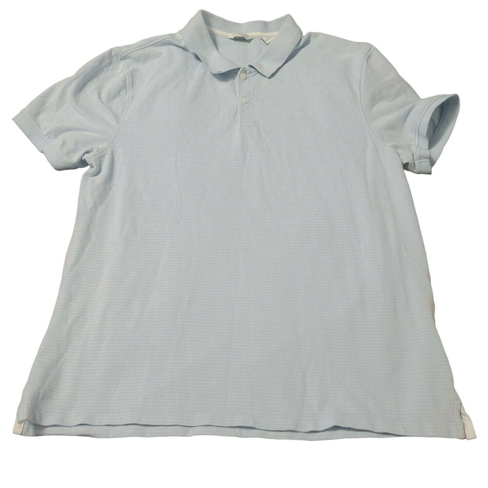 Calvin Klein Mens Polo Blue Size Large Cotton Short Sleeve Pullover